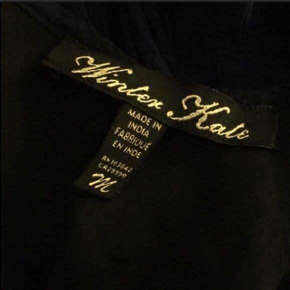 NEW WINTER KATE Black Bell Long sleeve Navy Vintage Silk Dixie Mini Dress Medium - Picture 7 of 8